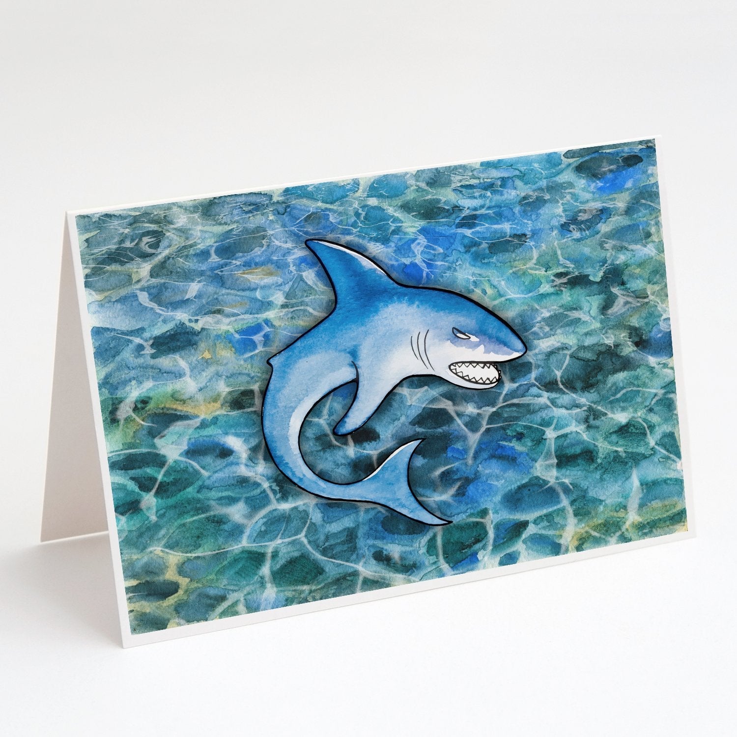 Shark Greeting Cards Pack of 8 Blank Cards with Envelopes Whimsical A7 Size 5x7