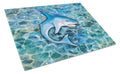 Shark Cutting Board Tempered Glass Kitchen Cutting Surface, Heat Resistant Chopping, Non-Slip Feet, Food Prep & Serving