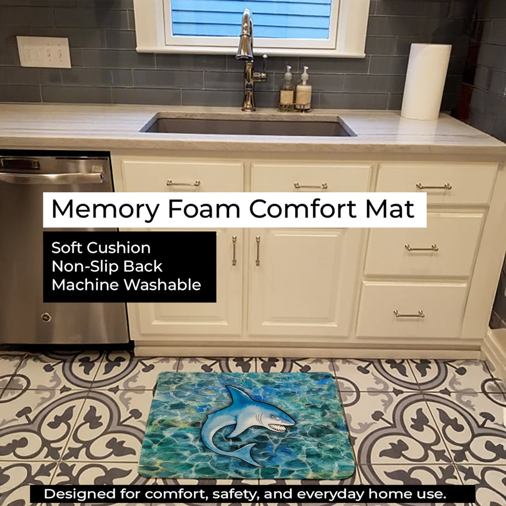 Shark Memory Foam Kitchen Mat Machine Washable Anti-Fatigue Cushion Comfort Bath or Kitchen Rug