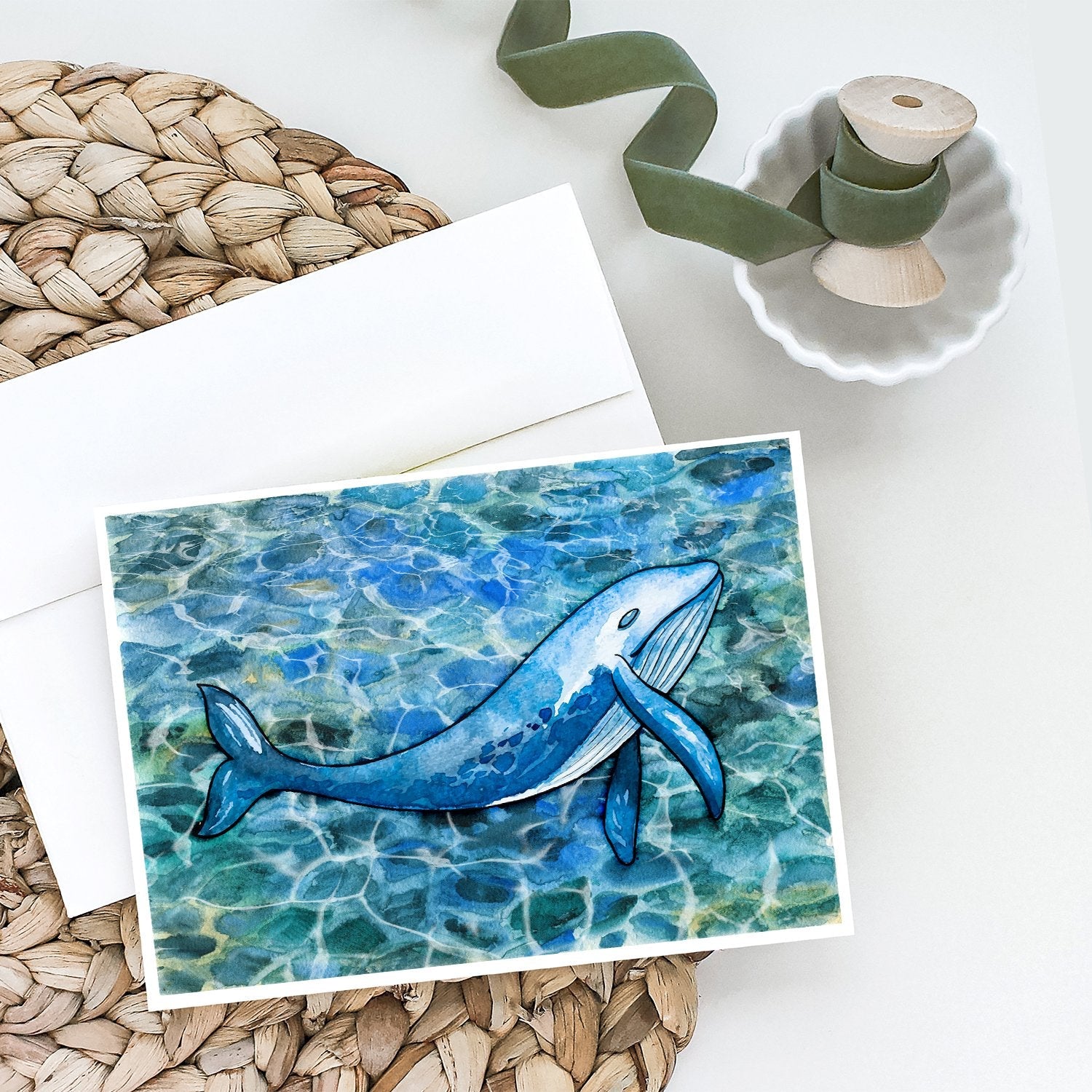 Humpback Whale Greeting Cards Pack of 8 Blank Cards with Envelopes Whimsical A7 Size 5x7