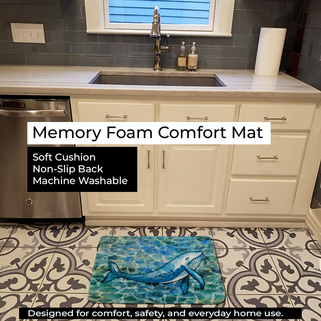 Humpback Whale Memory Foam Kitchen Mat Machine Washable Anti-Fatigue Cushion Comfort Bath or Kitchen Rug