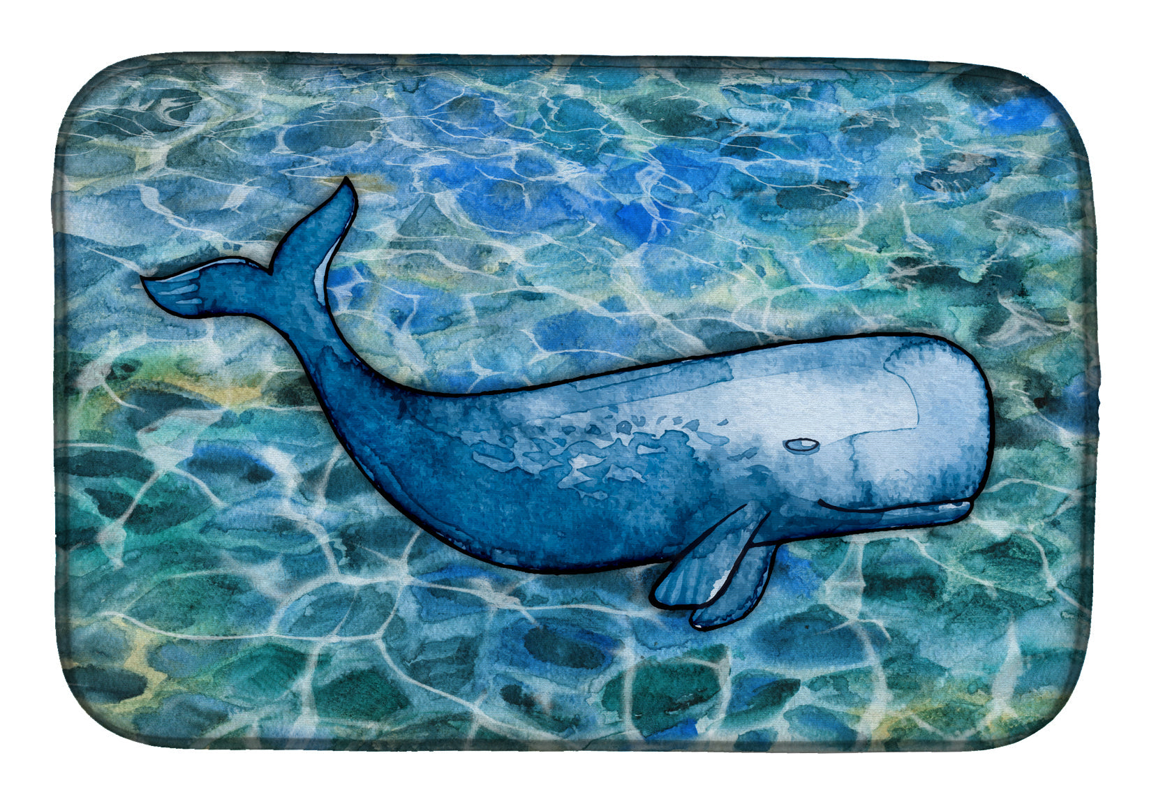 Sperm Whale Cachalot Dish Drying Mat Absorbent Dish Drying Mat Pad for Kitchen Counter Dish Drainer Mat for Countertop, 14 x 21", Multicolor