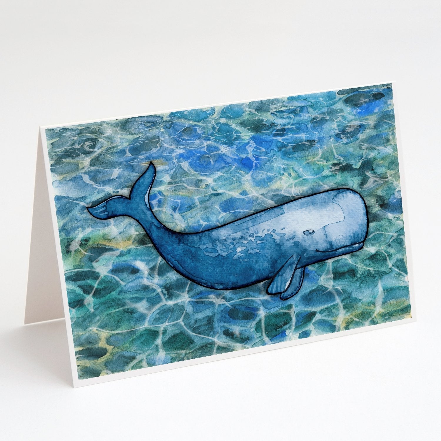 Sperm Whale Cachalot Greeting Cards Pack of 8 Blank Cards with Envelopes Whimsical A7 Size 5x7