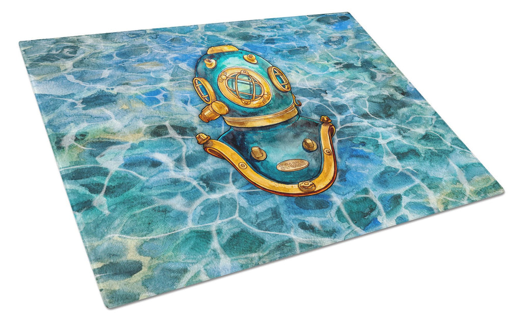Deep Sea Diving Helmet Cutting Board Tempered Glass Kitchen Cutting Surface, Heat Resistant Chopping, Non-Slip Feet, Food Prep & Serving