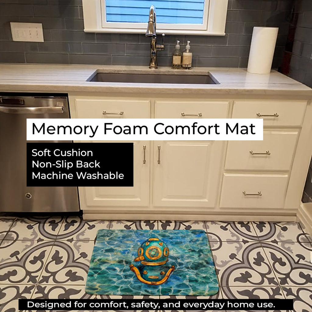 Deep Sea Diving Helmet Memory Foam Kitchen Mat Machine Washable Anti-Fatigue Cushion Comfort Bath or Kitchen Rug