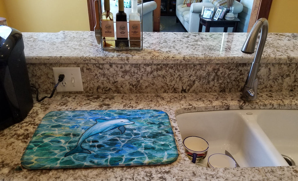Dolphin Dish Drying Mat Absorbent Dish Drying Mat Pad for Kitchen Counter Dish Drainer Mat for Countertop, 14 x 21", Multicolor