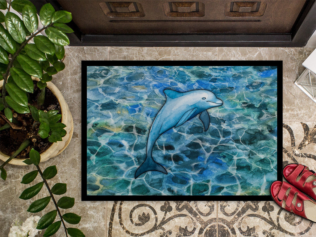 Dolphin Doormat Indoor Outdoor 24H X 36W Front Door Mat Rugs for Entryway, Non Slip Washable Low Pile,