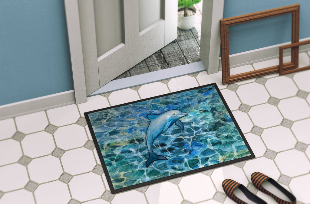 Dolphin Doormat Indoor Outdoor 24H X 36W Front Door Mat Rugs for Entryway, Non Slip Washable Low Pile,