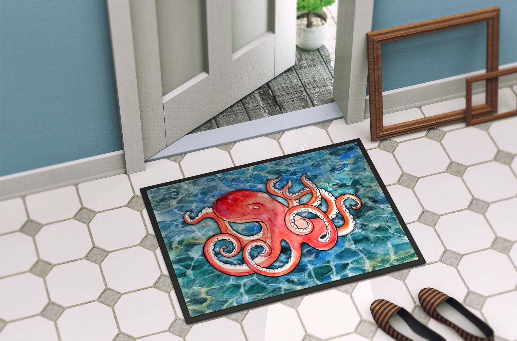 Octopus Doormat Indoor Outdoor 24H X 36W Front Door Mat Rugs for Entryway, Non Slip Washable Low Pile,
