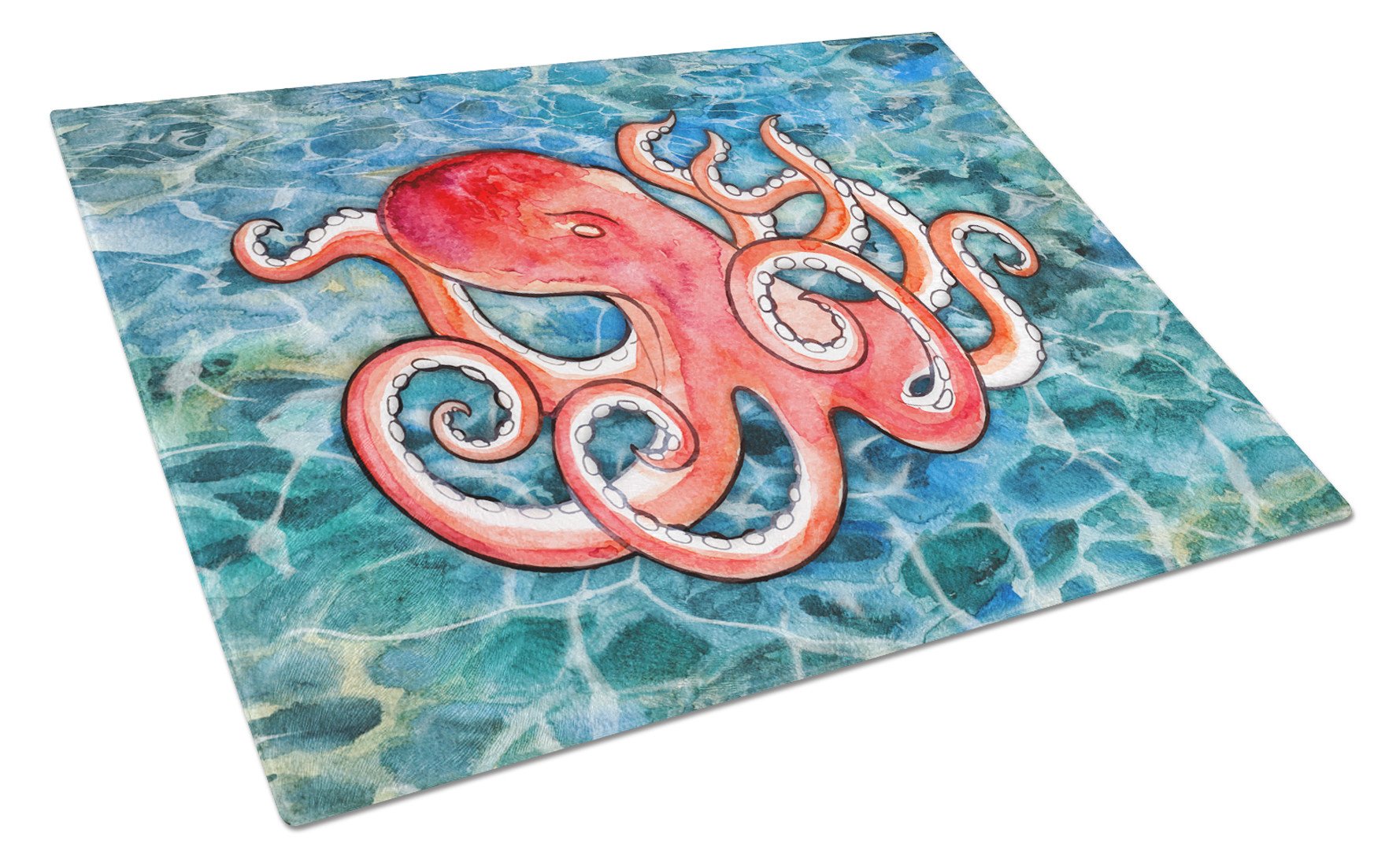 Octopus Cutting Board Tempered Glass Kitchen Cutting Surface, Heat Resistant Chopping, Non-Slip Feet, Food Prep & Serving
