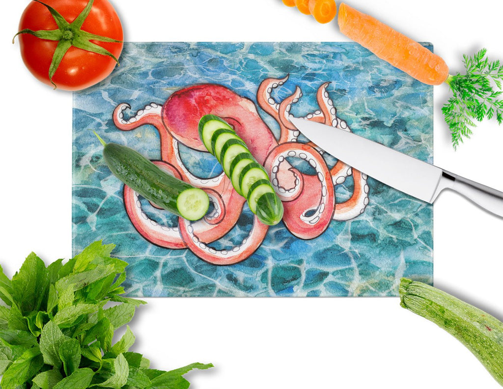 Octopus Cutting Board Tempered Glass Kitchen Cutting Surface, Heat Resistant Chopping, Non-Slip Feet, Food Prep & Serving