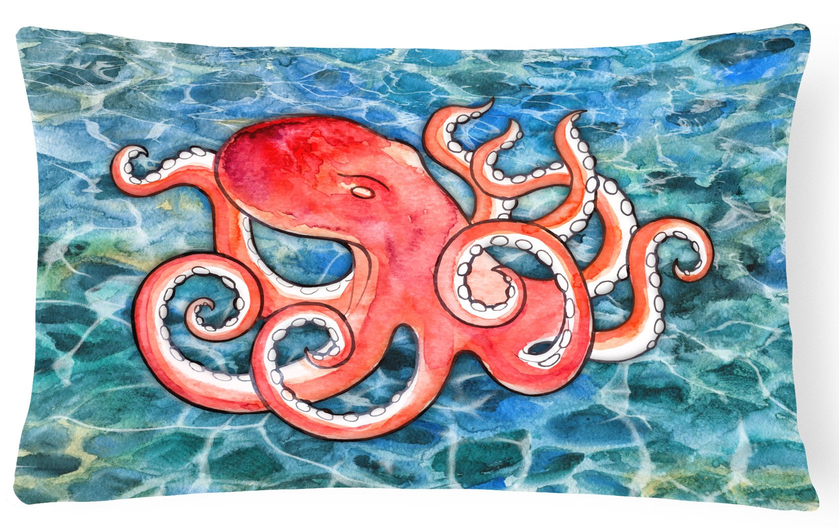 Octopus Decorative Throw Pillow 12x16 Indoor Outdoor Accent Cushion, Fabric Cover with Insert for Sofa, Bed, Porch & Living Room