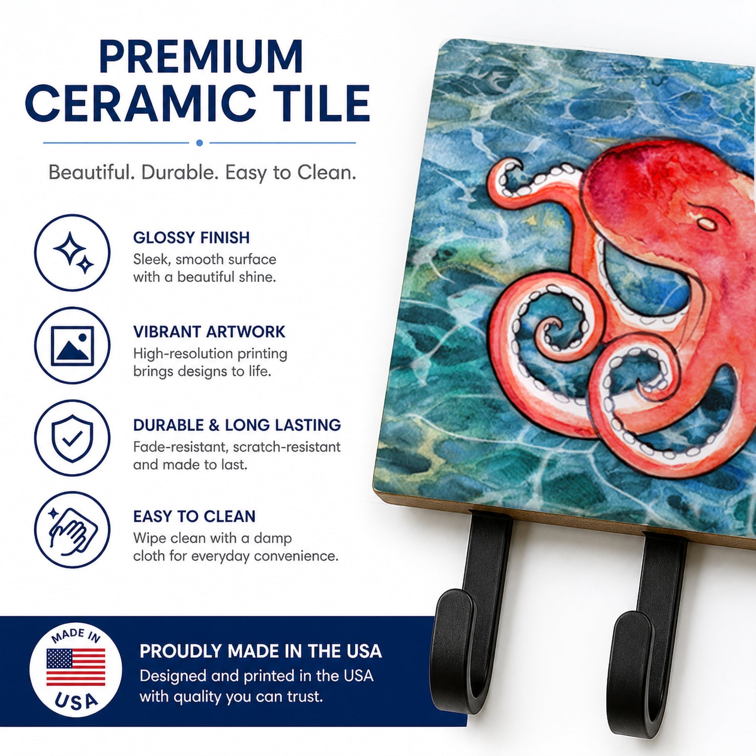 Octopus Leash or Key Holder Wall Hooks, Coat Rack Wall Mount, for Hanging Keys, Towels, Aprons, Leashes