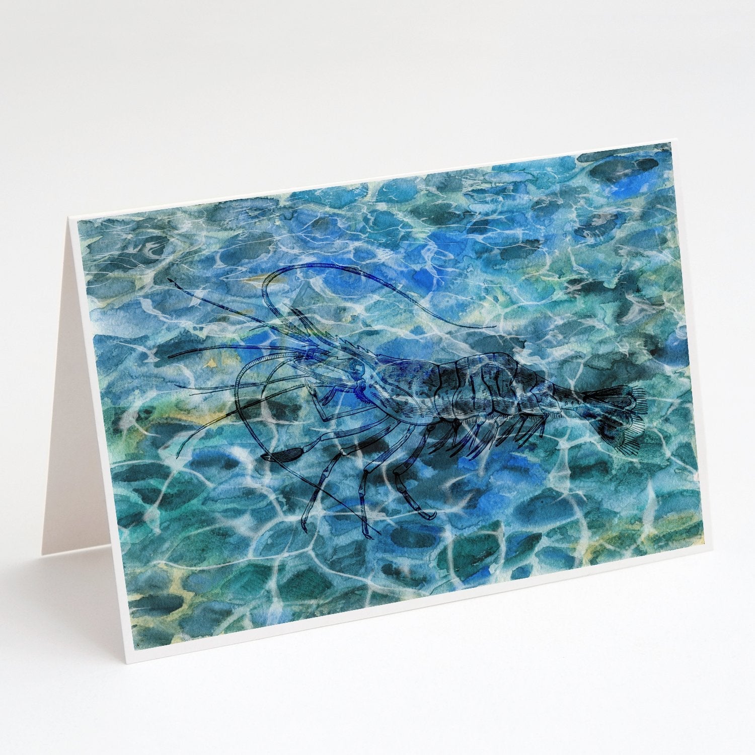 Shrimp Under water Greeting Cards Pack of 8 Blank Cards with Envelopes Whimsical A7 Size 5x7