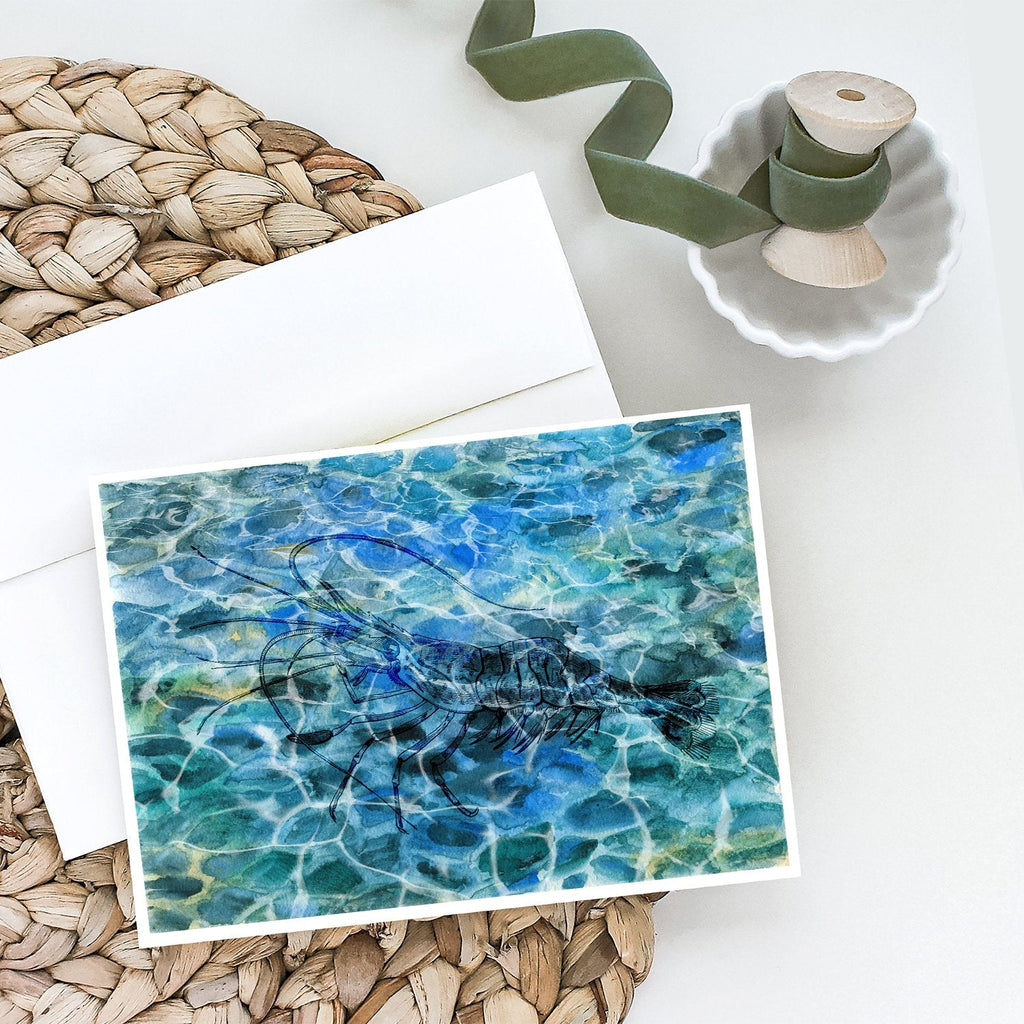 Shrimp Under water Greeting Cards Pack of 8 Blank Cards with Envelopes Whimsical A7 Size 5x7