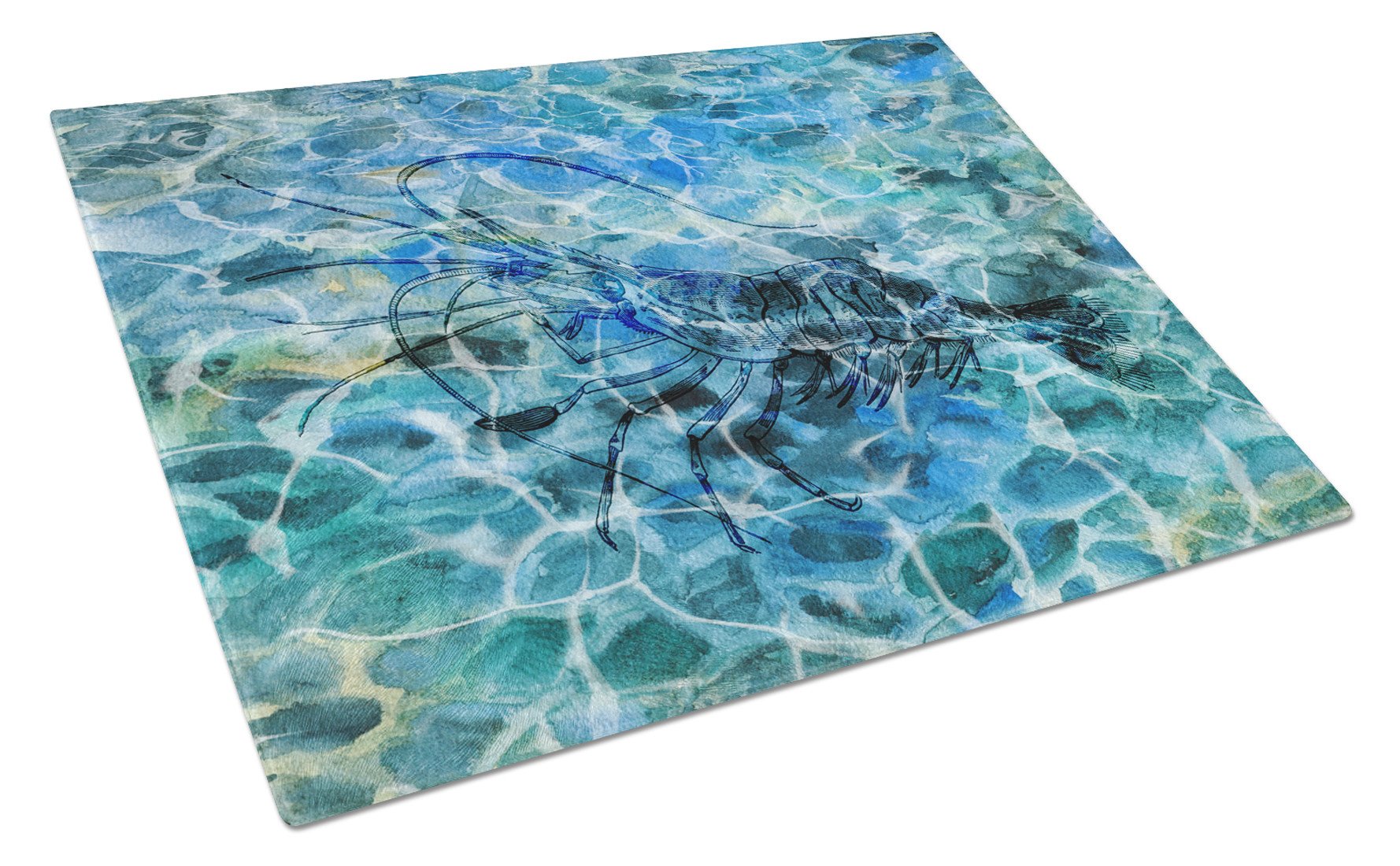 Shrimp Under water Cutting Board Tempered Glass Kitchen Cutting Surface, Heat Resistant Chopping, Non-Slip Feet, Food Prep & Serving
