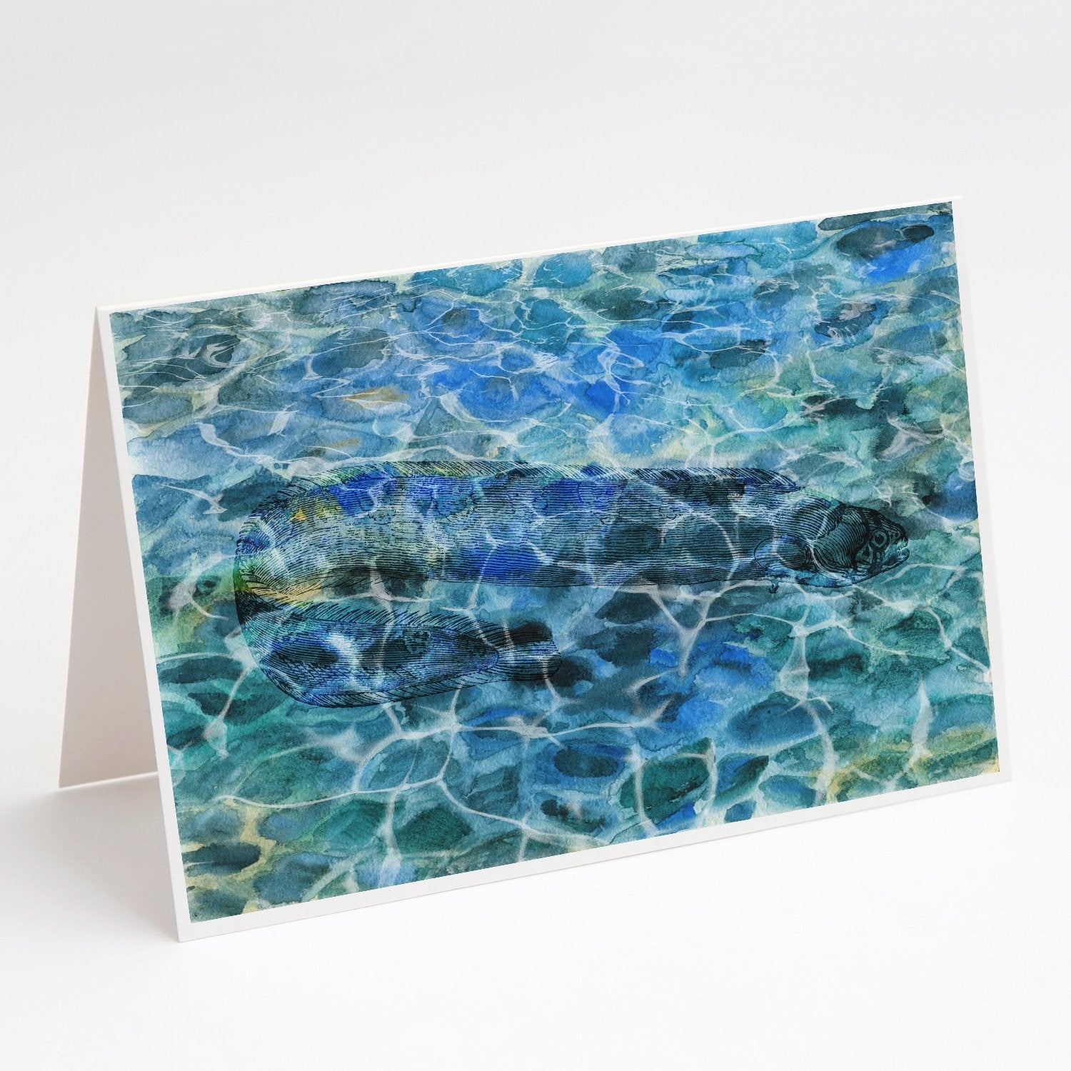 Eel Under water Greeting Cards Pack of 8 Blank Cards with Envelopes Whimsical A7 Size 5x7
