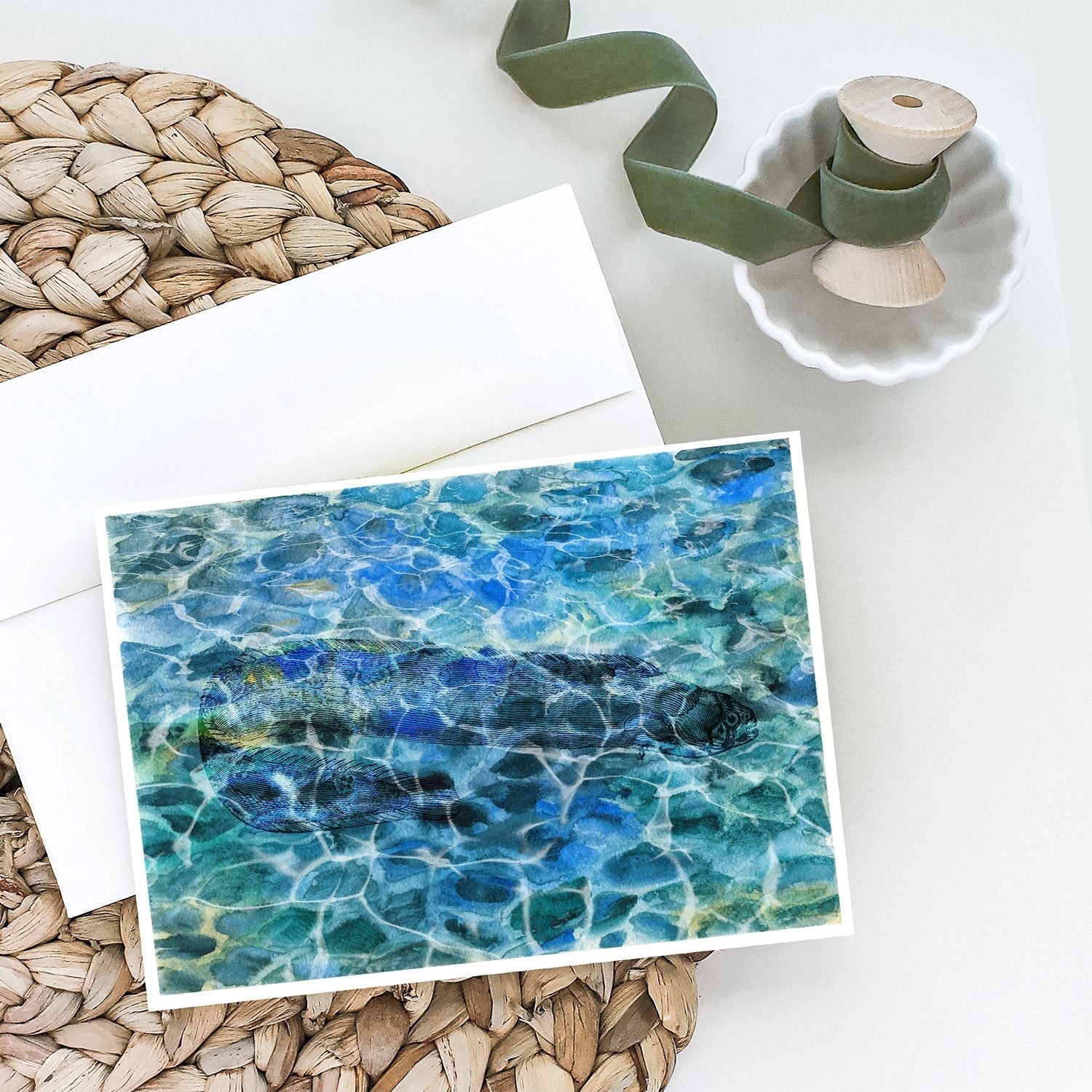 Eel Under water Greeting Cards Pack of 8 Blank Cards with Envelopes Whimsical A7 Size 5x7