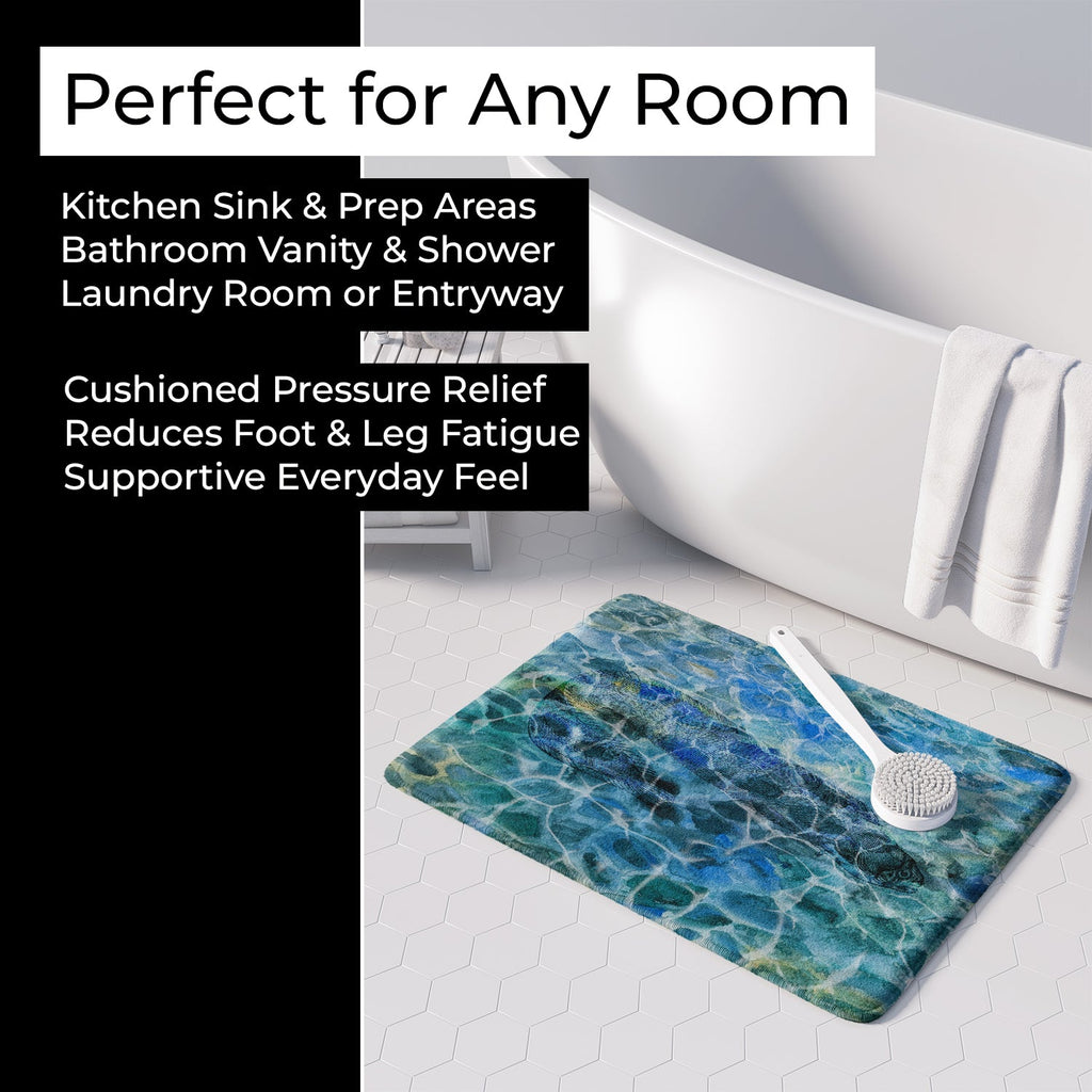 Eel Under water Memory Foam Kitchen Mat Machine Washable Anti-Fatigue Cushion Comfort Bath or Kitchen Rug