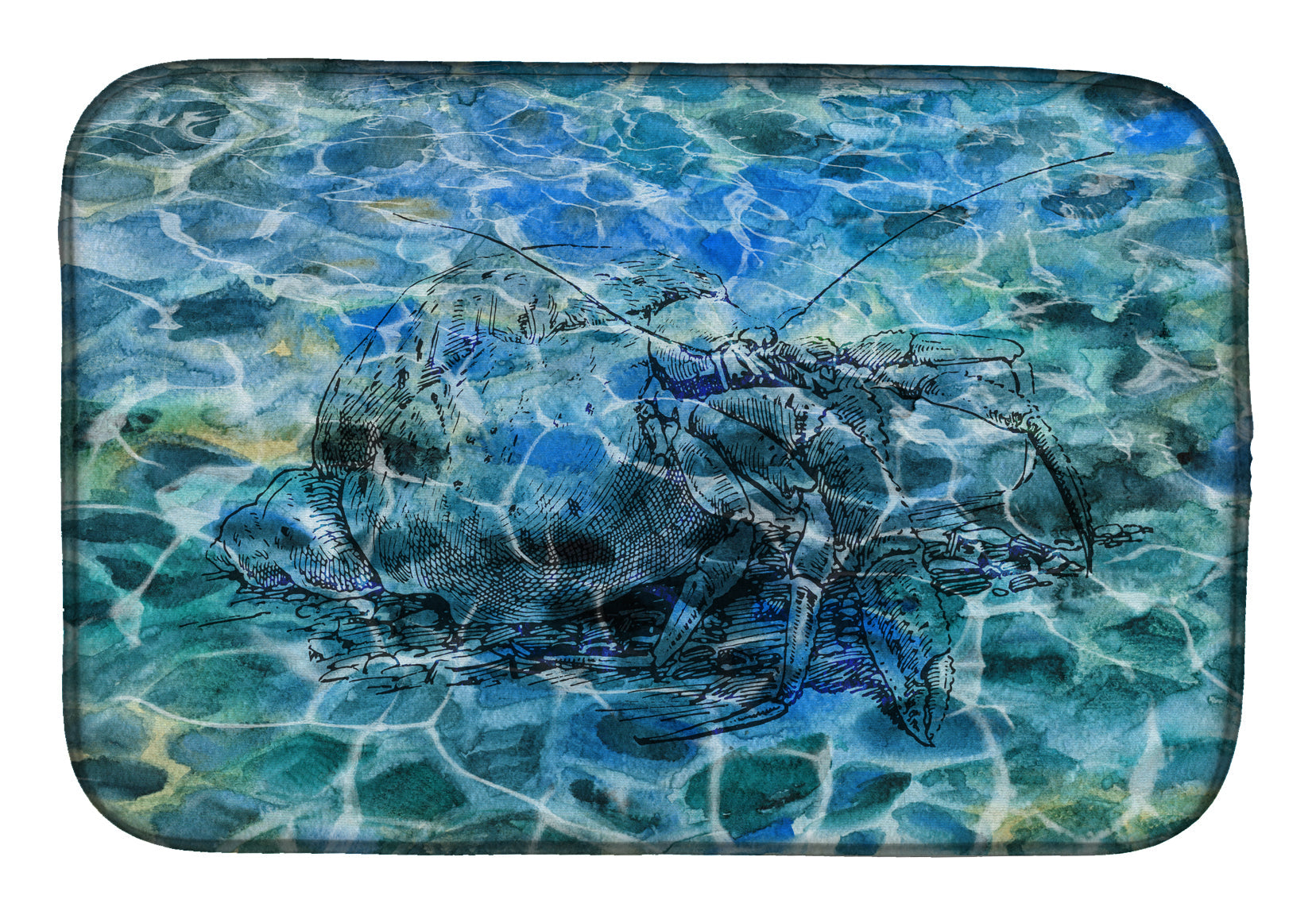 Hermit Crab Under water Dish Drying Mat Absorbent Dish Drying Mat Pad for Kitchen Counter Dish Drainer Mat for Countertop, 14 x 21", Multicolor