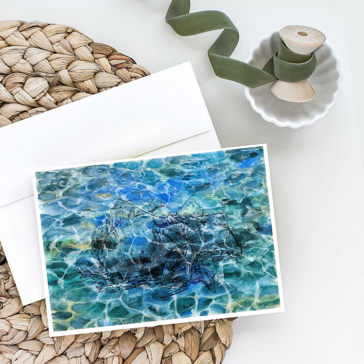 Hermit Crab Under water Greeting Cards Pack of 8 Blank Cards with Envelopes Whimsical A7 Size 5x7