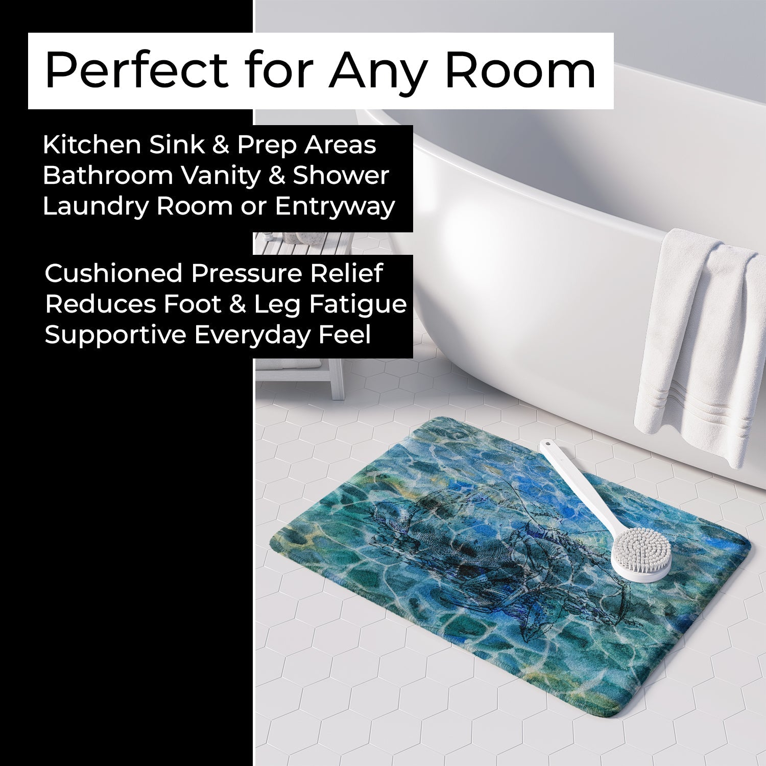 Hermit Crab Under water Memory Foam Kitchen Mat Machine Washable Anti-Fatigue Cushion Comfort Bath or Kitchen Rug