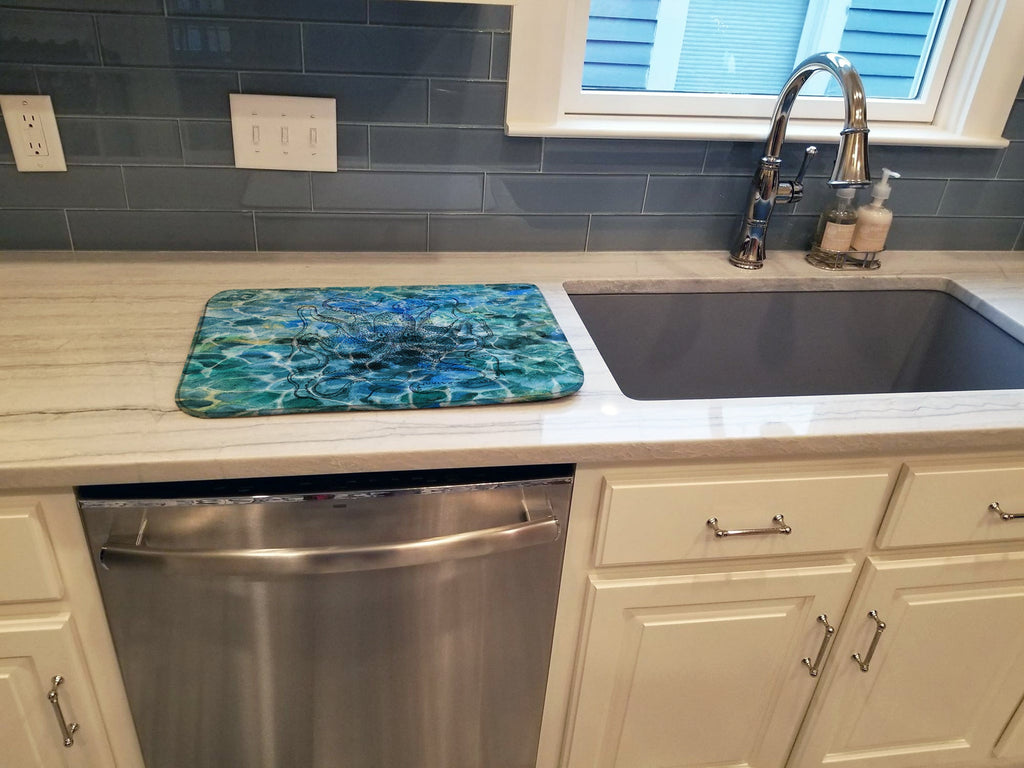 Octopus Under water Dish Drying Mat Absorbent Dish Drying Mat Pad for Kitchen Counter Dish Drainer Mat for Countertop, 14 x 21", Multicolor