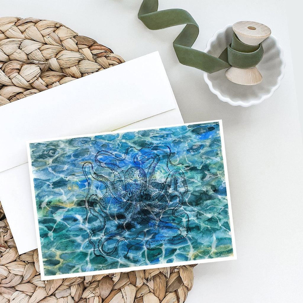 Octopus Under water Greeting Cards Pack of 8 Blank Cards with Envelopes Whimsical A7 Size 5x7