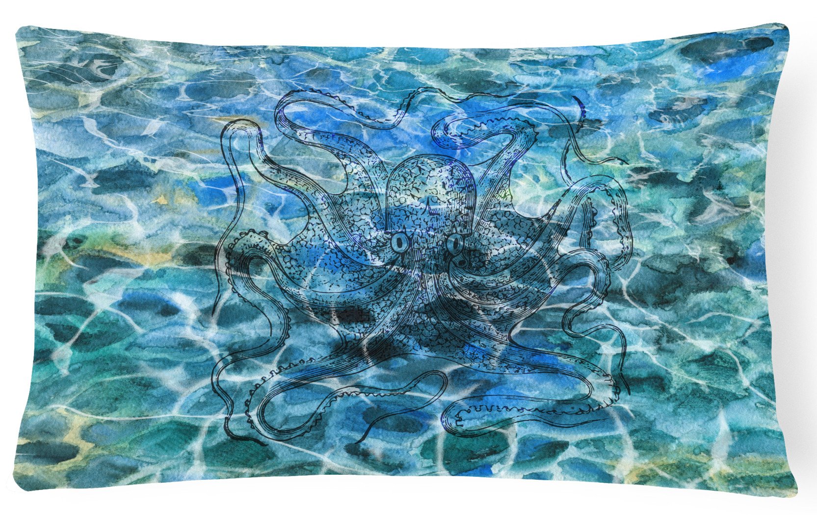 Octopus Under water Decorative Throw Pillow 12x16 Indoor Outdoor Accent Cushion, Fabric Cover with Insert for Sofa, Bed, Porch & Living Room