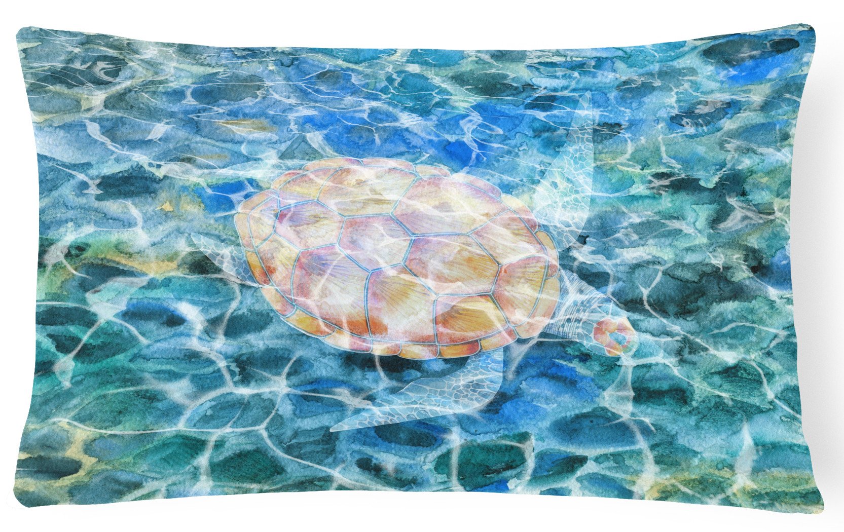 Sea Turtle Under water Decorative Throw Pillow 12x16 Indoor Outdoor Accent Cushion, Fabric Cover with Insert for Sofa, Bed, Porch & Living Room