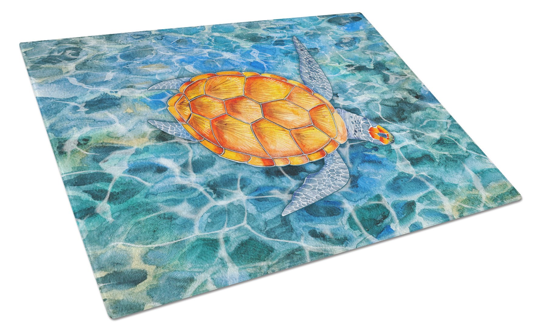 Sea Turtle Cutting Board Tempered Glass Kitchen Cutting Surface, Heat Resistant Chopping, Non-Slip Feet, Food Prep & Serving