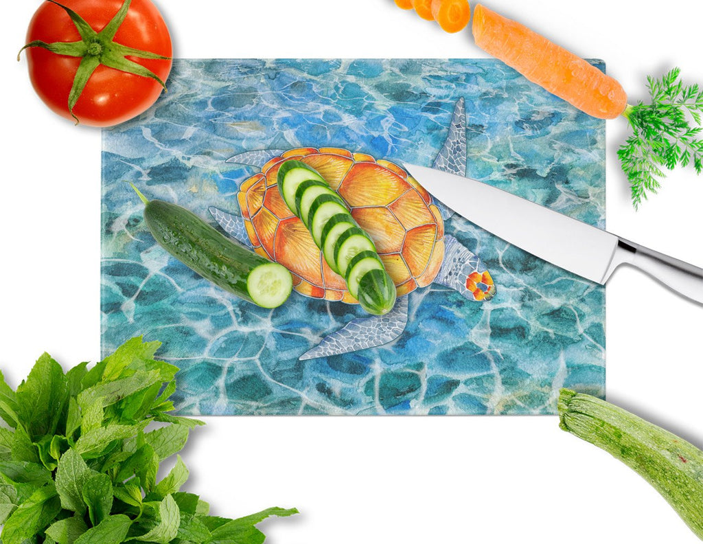 Sea Turtle Cutting Board Tempered Glass Kitchen Cutting Surface, Heat Resistant Chopping, Non-Slip Feet, Food Prep & Serving