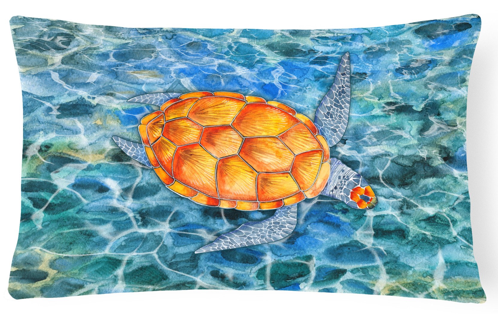 Sea Turtle Decorative Throw Pillow 12x16 Indoor Outdoor Accent Cushion, Fabric Cover with Insert for Sofa, Bed, Porch & Living Room