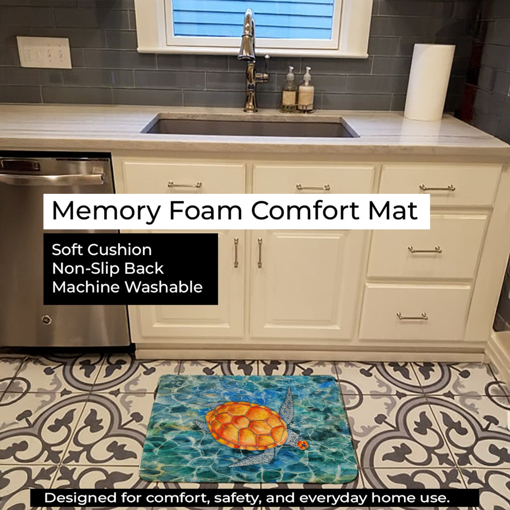 Sea Turtle Memory Foam Kitchen Mat Machine Washable Anti-Fatigue Cushion Comfort Bath or Kitchen Rug