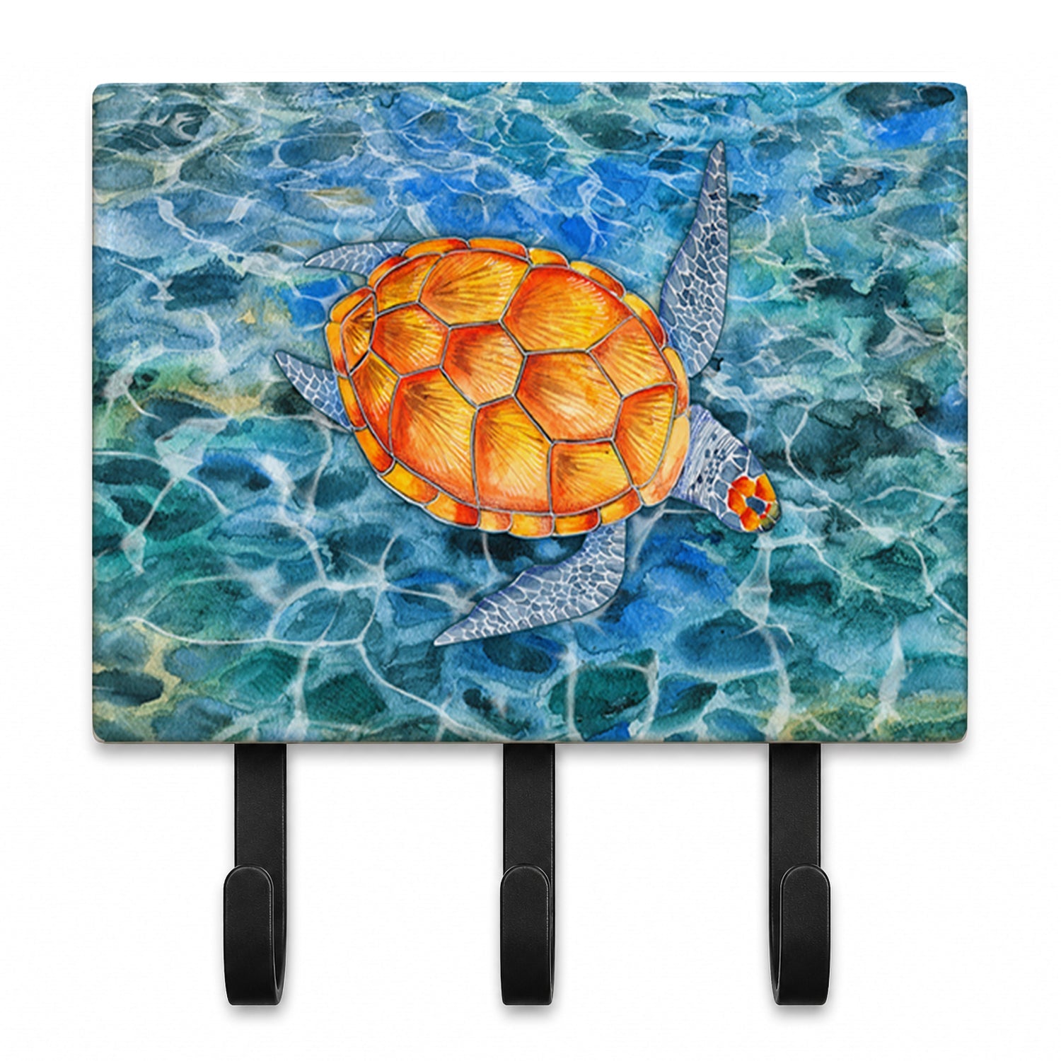 Sea Turtle Leash or Key Holder Wall Hooks, Coat Rack Wall Mount, for Hanging Keys, Towels, Aprons, Leashes