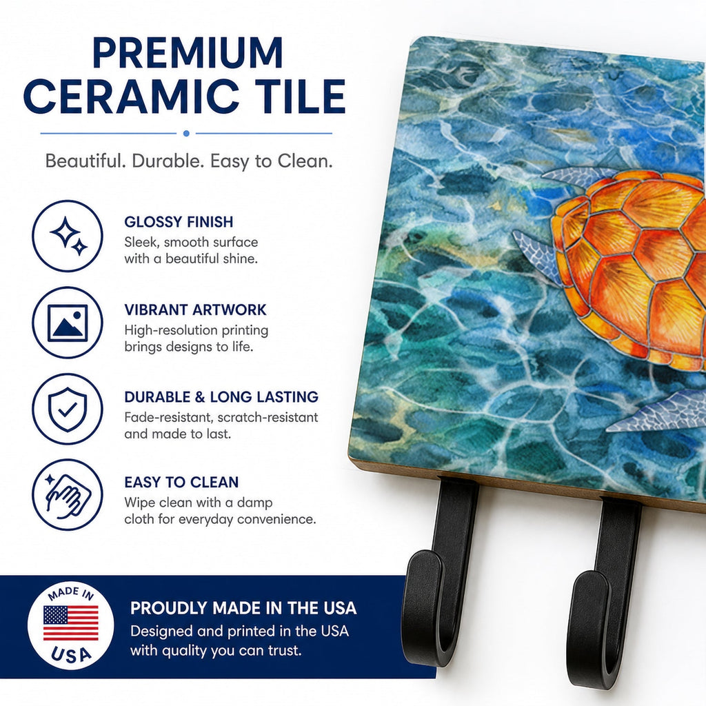 Sea Turtle Leash or Key Holder Wall Hooks, Coat Rack Wall Mount, for Hanging Keys, Towels, Aprons, Leashes