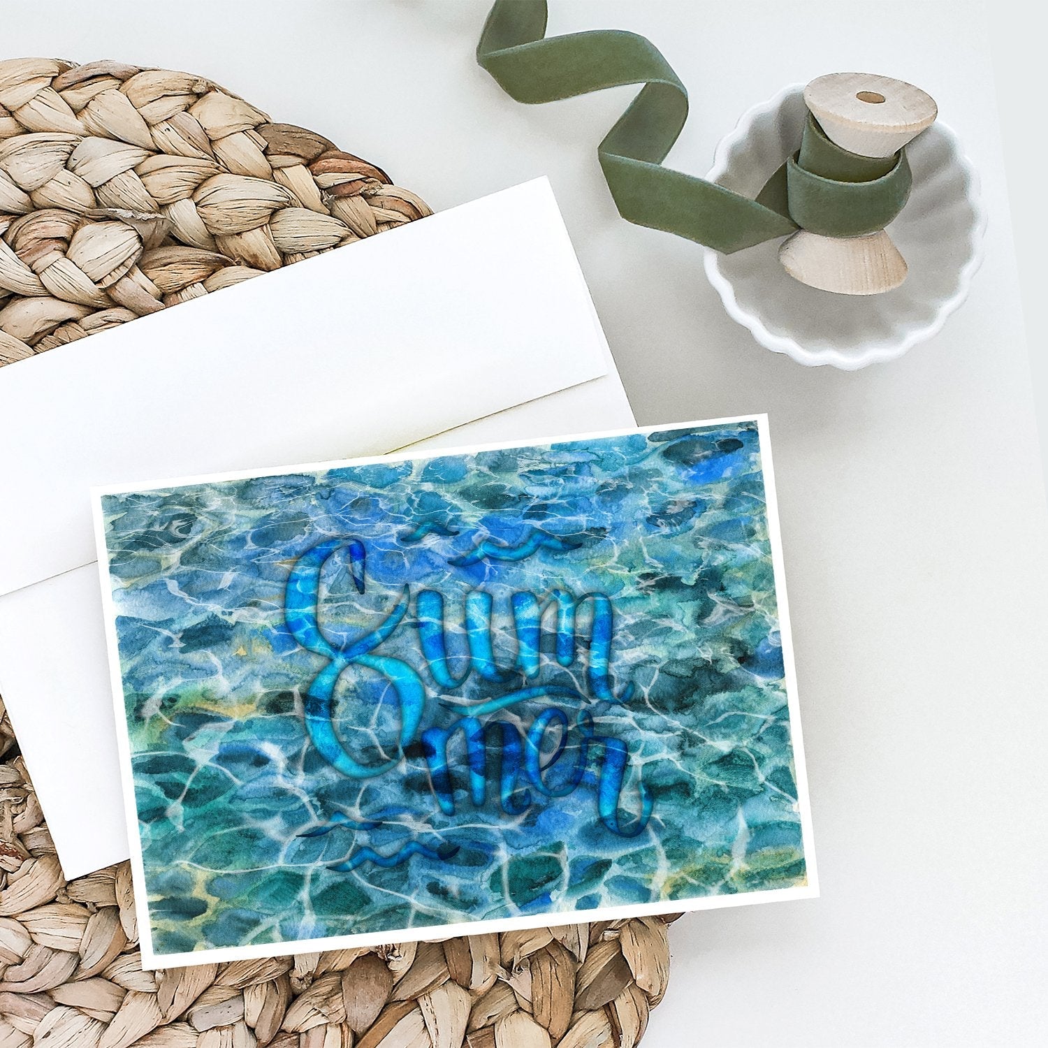 Summer Under Water Greeting Cards Pack of 8 Blank Cards with Envelopes Whimsical A7 Size 5x7