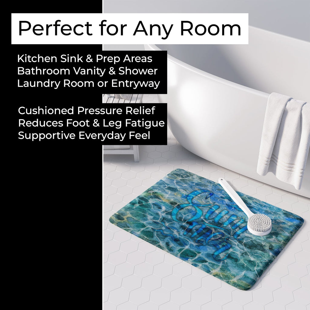 Summer Under Water Memory Foam Kitchen Mat Machine Washable Anti-Fatigue Cushion Comfort Bath or Kitchen Rug
