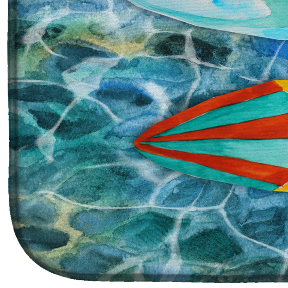 Surf Boards on the Water Dish Drying Mat Absorbent Dish Drying Mat Pad for Kitchen Counter Dish Drainer Mat for Countertop, 14 x 21", Multicolor