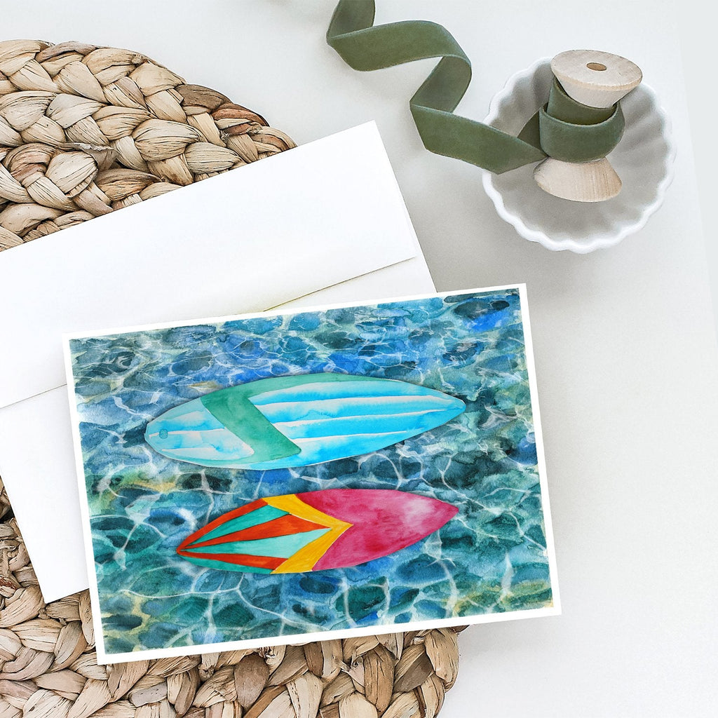 Surf Boards on the Water Greeting Cards Pack of 8 Blank Cards with Envelopes Whimsical A7 Size 5x7