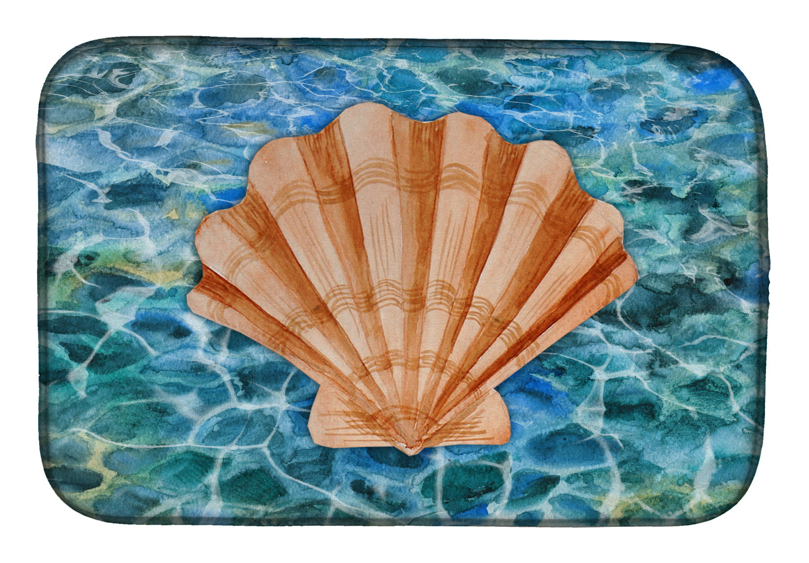 Scallop Shell and Water Dish Drying Mat Absorbent Dish Drying Mat Pad for Kitchen Counter Dish Drainer Mat for Countertop, 14 x 21", Multicolor