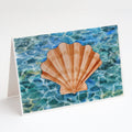 Scallop Shell and Water Greeting Cards Pack of 8 Blank Cards with Envelopes Whimsical A7 Size 5x7