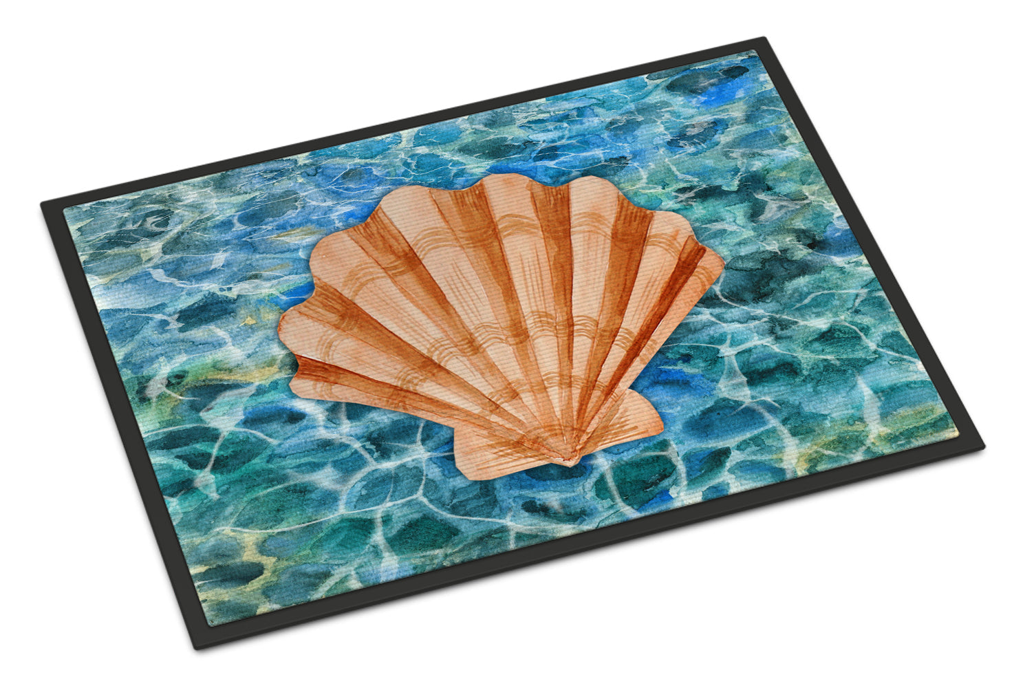Scallop Shell and Water Doormat Indoor Outdoor 24H X 36W Front Door Mat Rugs for Entryway, Non Slip Washable Low Pile,