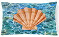 Scallop Shell and Water Decorative Throw Pillow 12x16 Indoor Outdoor Accent Cushion, Fabric Cover with Insert for Sofa, Bed, Porch & Living Room