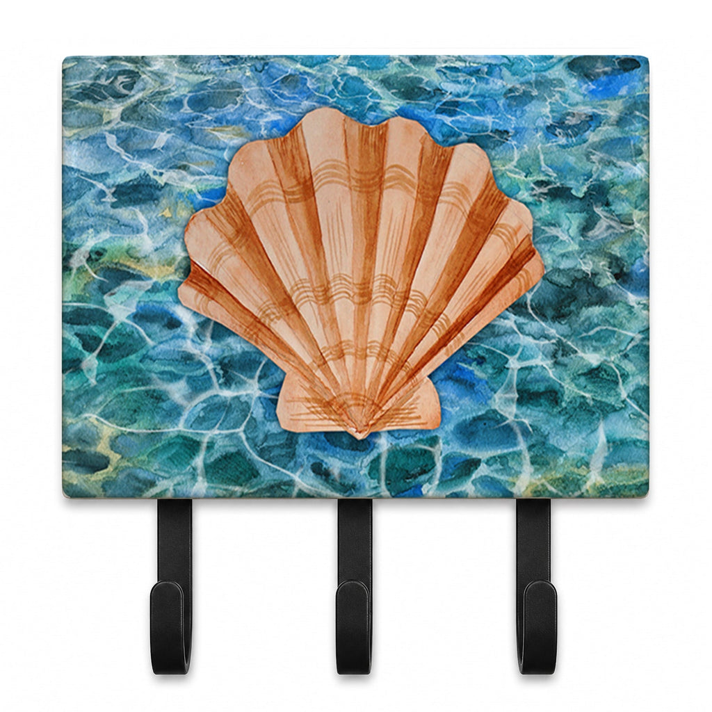 Scallop Shell and Water Leash or Key Holder Wall Hooks, Coat Rack Wall Mount, for Hanging Keys, Towels, Aprons, Leashes