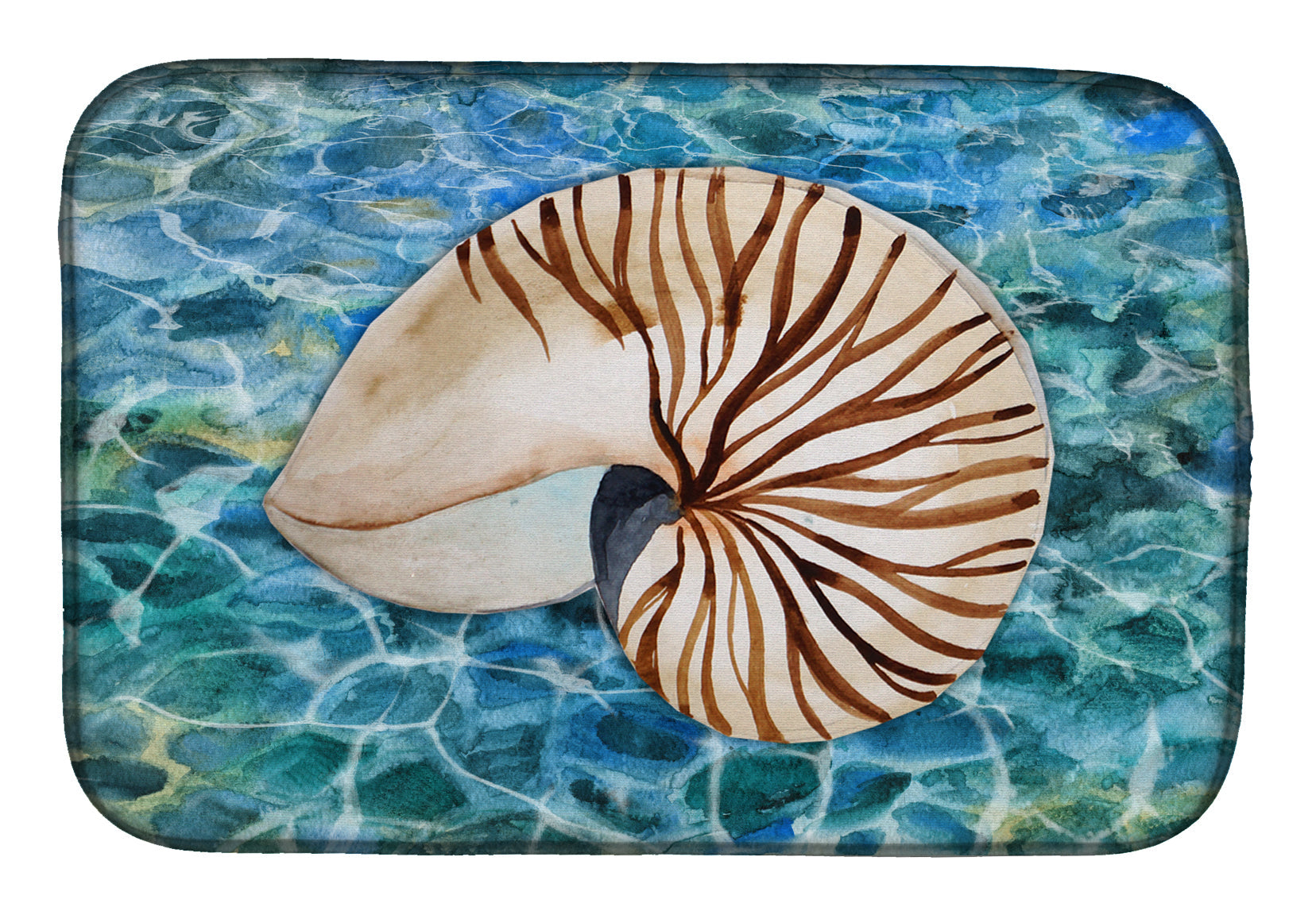 Sea Shell and Water Dish Drying Mat Absorbent Dish Drying Mat Pad for Kitchen Counter Dish Drainer Mat for Countertop, 14 x 21", Multicolor