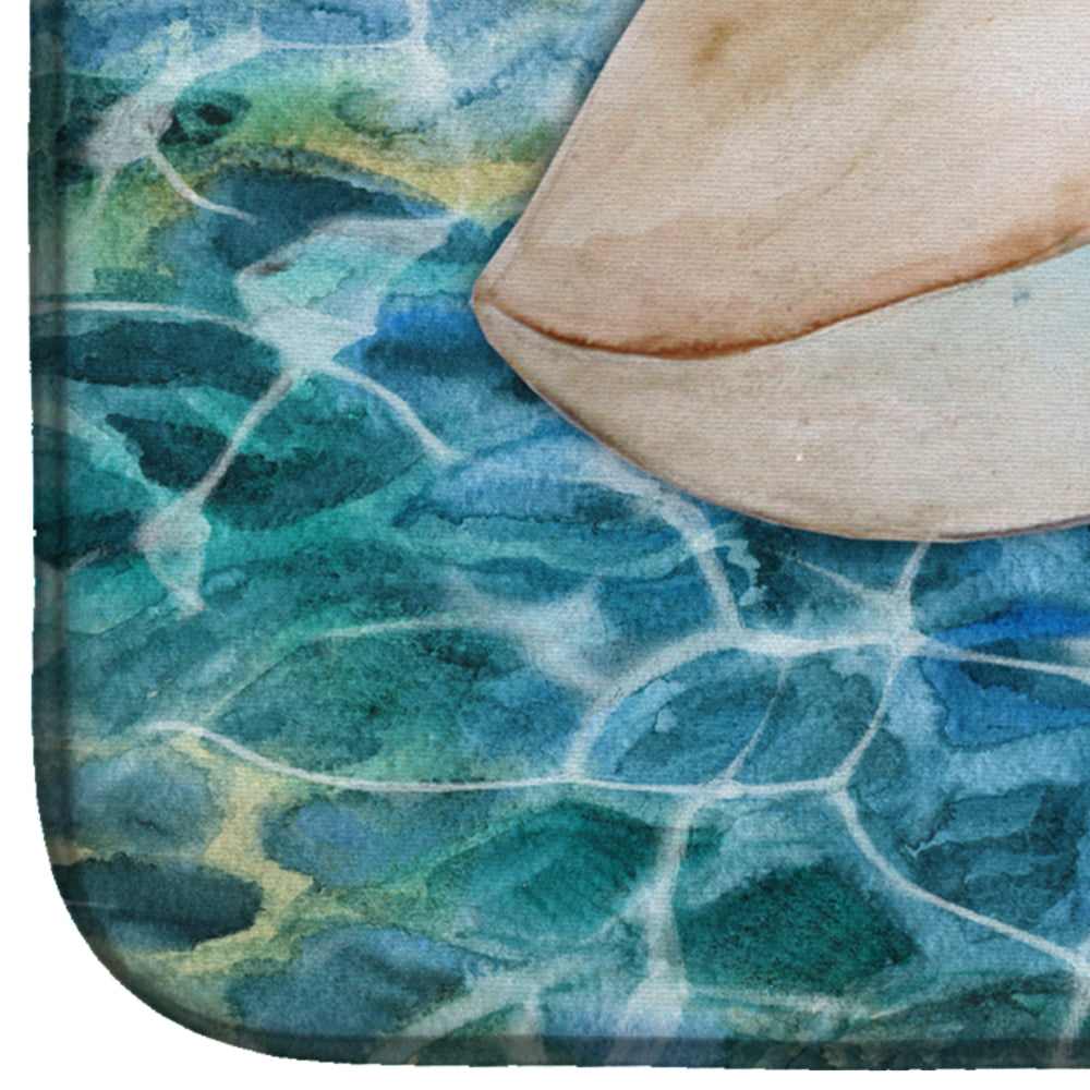 Sea Shell and Water Dish Drying Mat Absorbent Dish Drying Mat Pad for Kitchen Counter Dish Drainer Mat for Countertop, 14 x 21", Multicolor