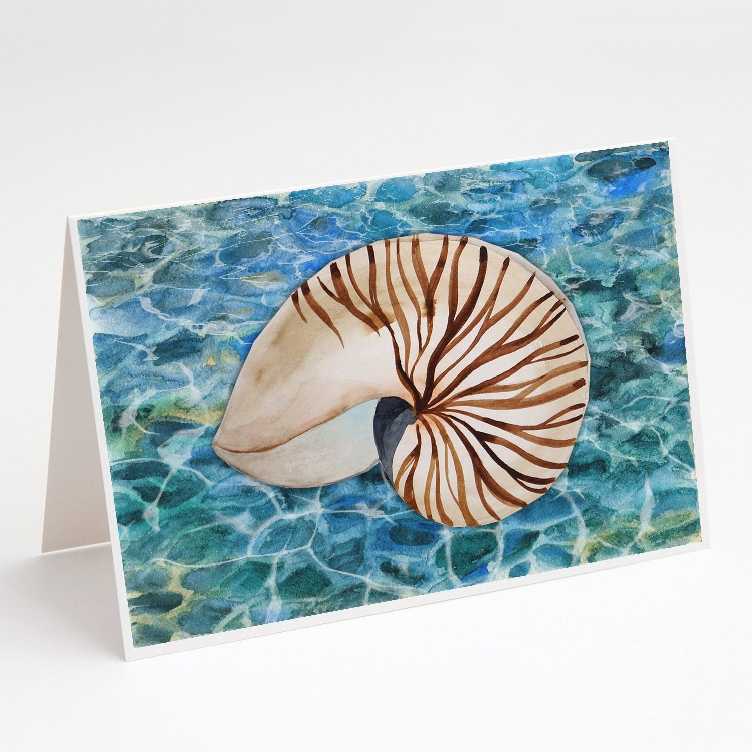 Sea Shell and Water Greeting Cards Pack of 8 Blank Cards with Envelopes Whimsical A7 Size 5x7