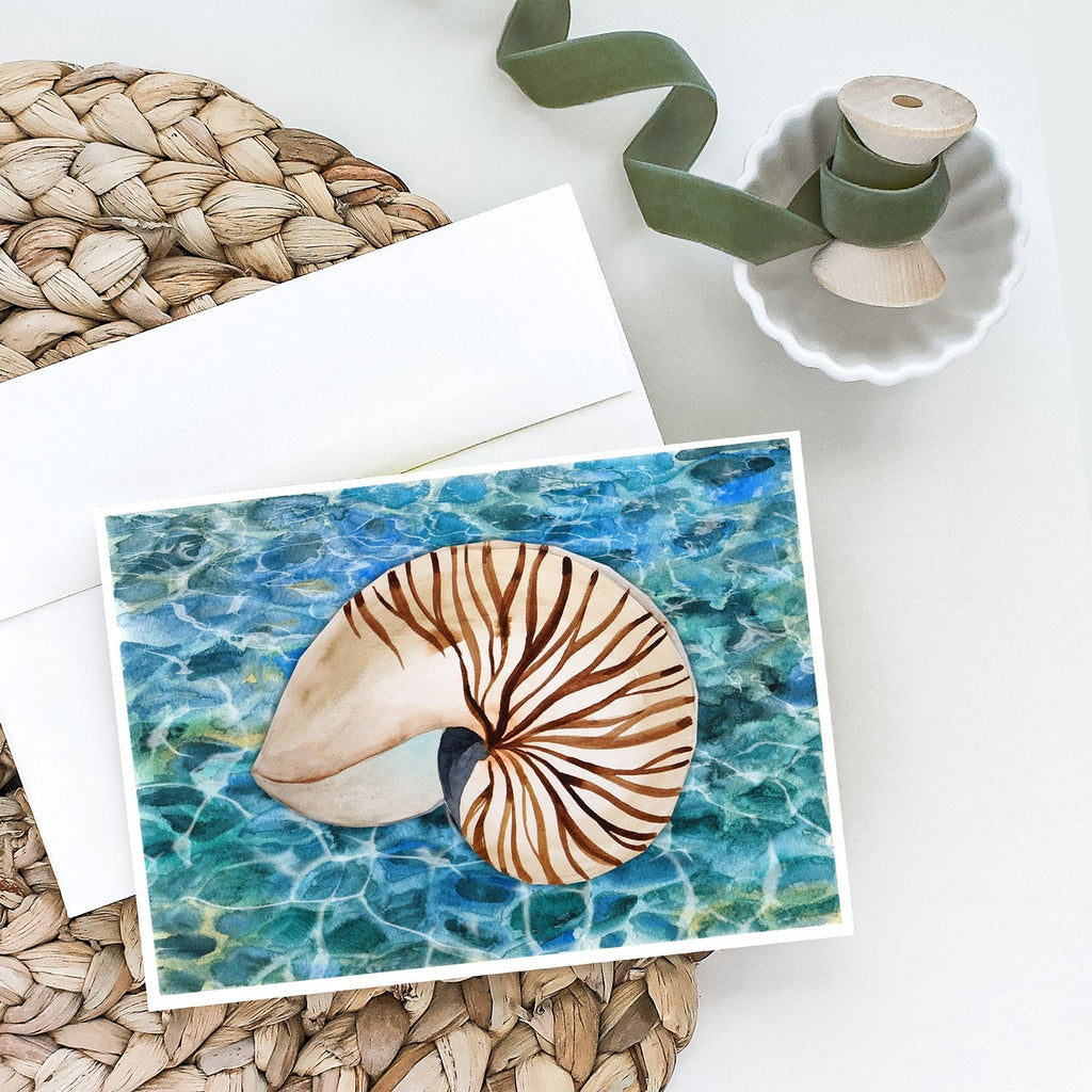 Sea Shell and Water Greeting Cards Pack of 8 Blank Cards with Envelopes Whimsical A7 Size 5x7