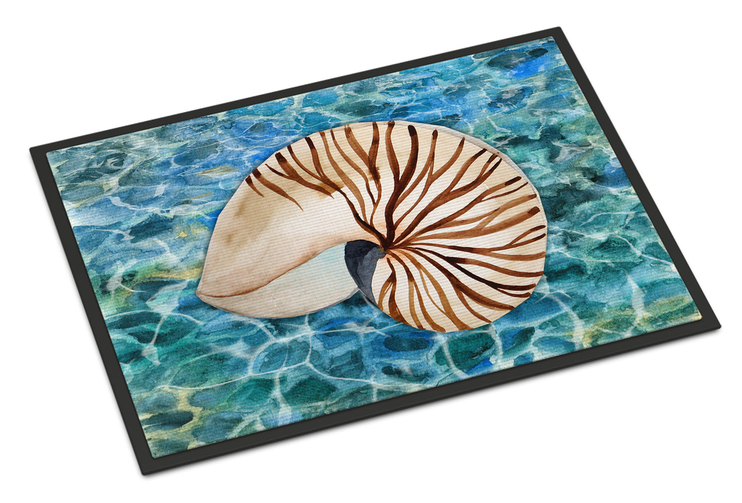 Sea Shell and Water Doormat Indoor Outdoor 24H X 36W Front Door Mat Rugs for Entryway, Non Slip Washable Low Pile,
